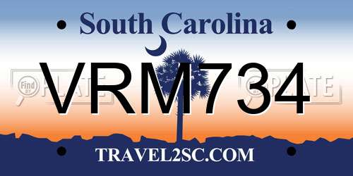 VRM734 South Carolina License Plate