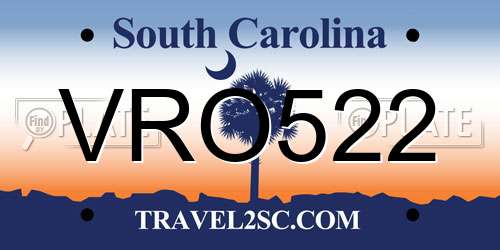 VRO522 South Carolina License Plate