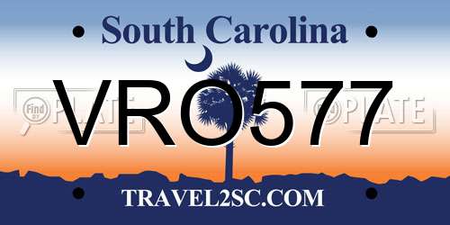 VRO577 South Carolina License Plate