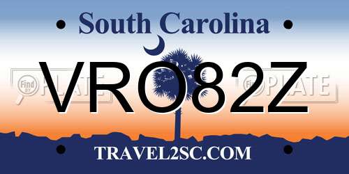 VRO82Z South Carolina License Plate