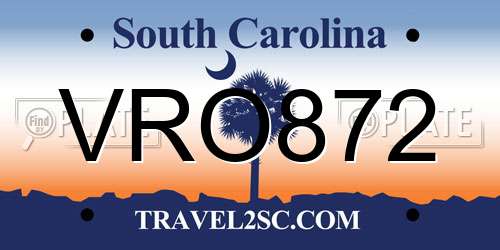 VRO872 South Carolina License Plate