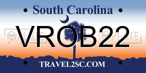 VROB22 South Carolina License Plate