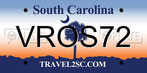 VROS72 South Carolina License Plate