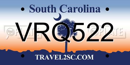 VRQ522 South Carolina License Plate