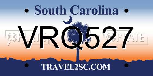 VRQ527 South Carolina License Plate