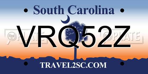 VRQ52Z South Carolina License Plate