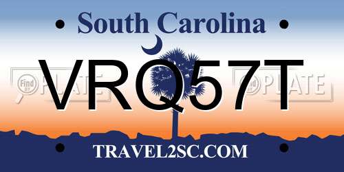 VRQ57T South Carolina License Plate