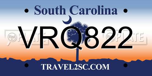 VRQ822 South Carolina License Plate
