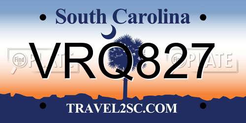 VRQ827 South Carolina License Plate