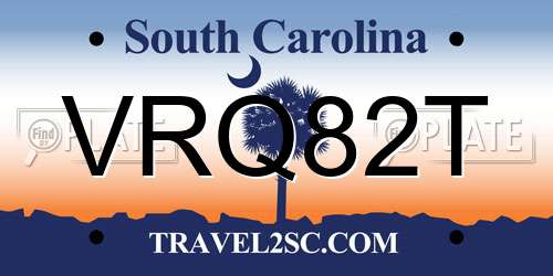 VRQ82T South Carolina License Plate