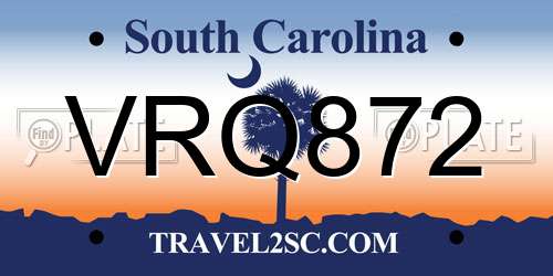 VRQ872 South Carolina License Plate