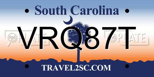 VRQ87T South Carolina License Plate