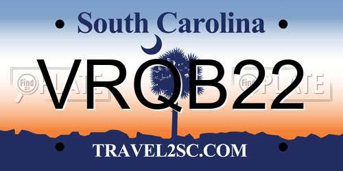 VRQB22 South Carolina License Plate