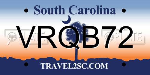 VRQB72 South Carolina License Plate