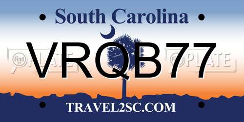 VRQB77 South Carolina License Plate