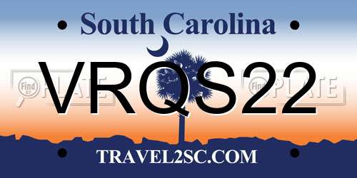 VRQS22 South Carolina License Plate