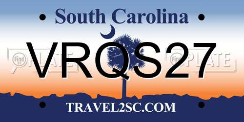 VRQS27 South Carolina License Plate