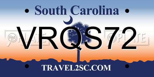 VRQS72 South Carolina License Plate