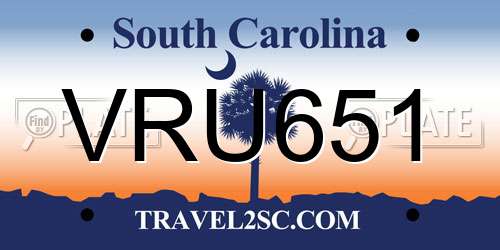 VRU651 South Carolina License Plate