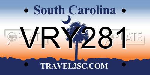 VRY281 South Carolina License Plate