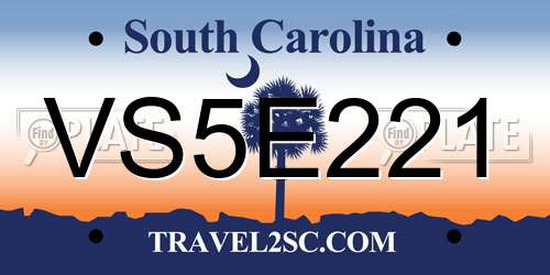 VS5E221 South Carolina License Plate