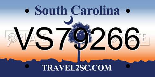 VS79266 South Carolina License Plate