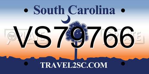 VS79766 South Carolina License Plate