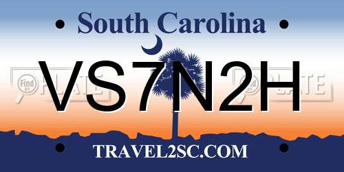 VS7N2H South Carolina License Plate