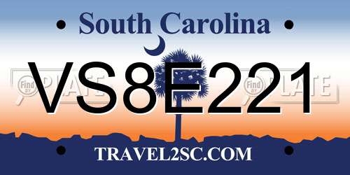 VS8E221 South Carolina License Plate