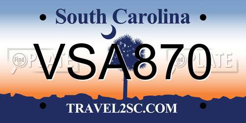 VSA870 South Carolina License Plate