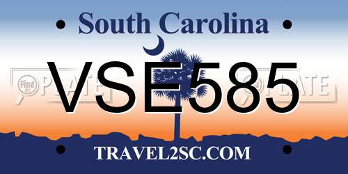 VSE585 South Carolina License Plate