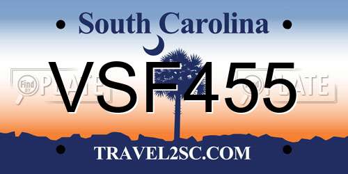 VSF455 South Carolina License Plate