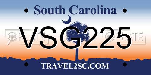 VSG225 South Carolina License Plate