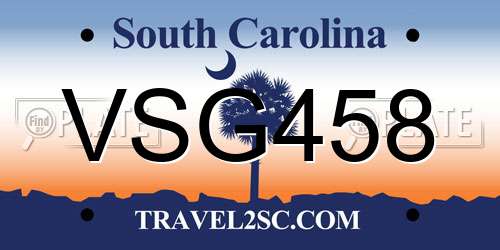 VSG458 South Carolina License Plate