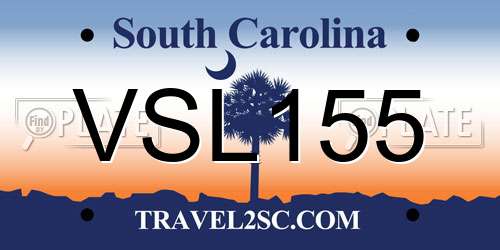 VSL155 South Carolina License Plate