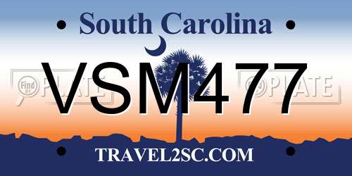 VSM477 South Carolina License Plate