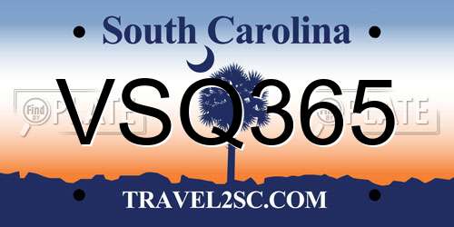 VSQ365 South Carolina License Plate