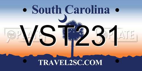 VST231 South Carolina License Plate