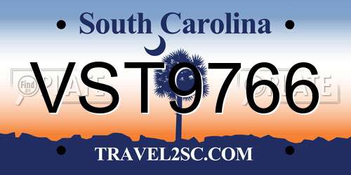 VST9766 South Carolina License Plate
