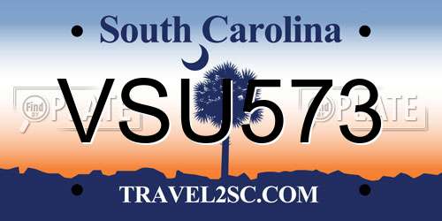 VSU573 South Carolina License Plate