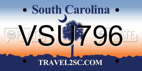 VSU796 South Carolina License Plate