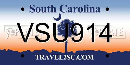 VSU914 South Carolina License Plate