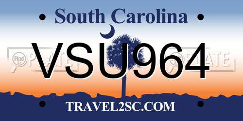 VSU964 South Carolina License Plate
