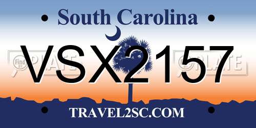 VSX2157 South Carolina License Plate