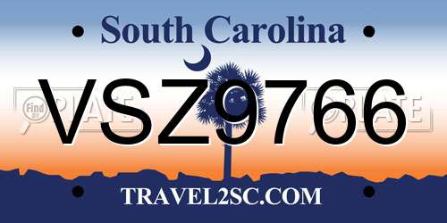 VSZ9766 South Carolina License Plate
