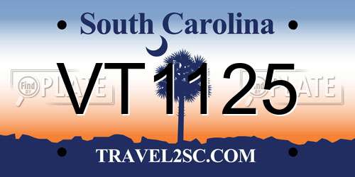 VT1125 South Carolina License Plate