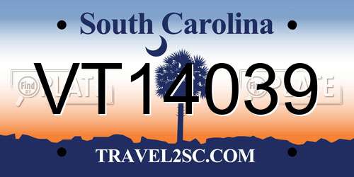 VT14039 South Carolina License Plate