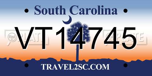 VT14745 South Carolina License Plate