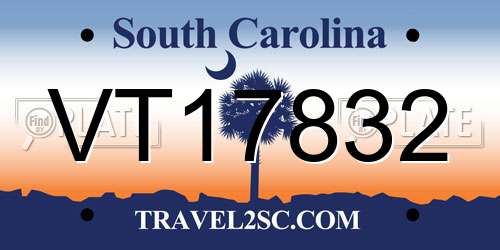 VT17832 South Carolina License Plate