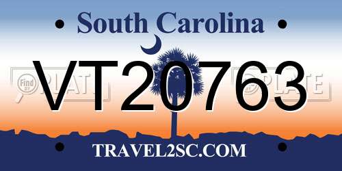 VT20763 South Carolina License Plate